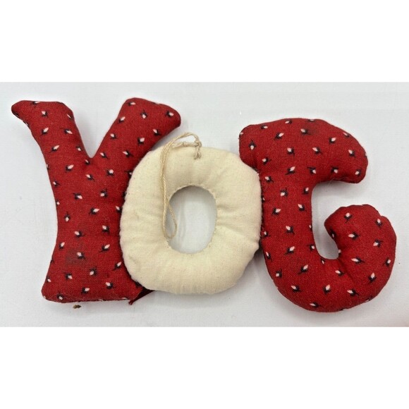 Vintage Handcrafted Fabric Christmas Ornaments Set of 7 Embroidered Farmhouse - Picture 3 of 16